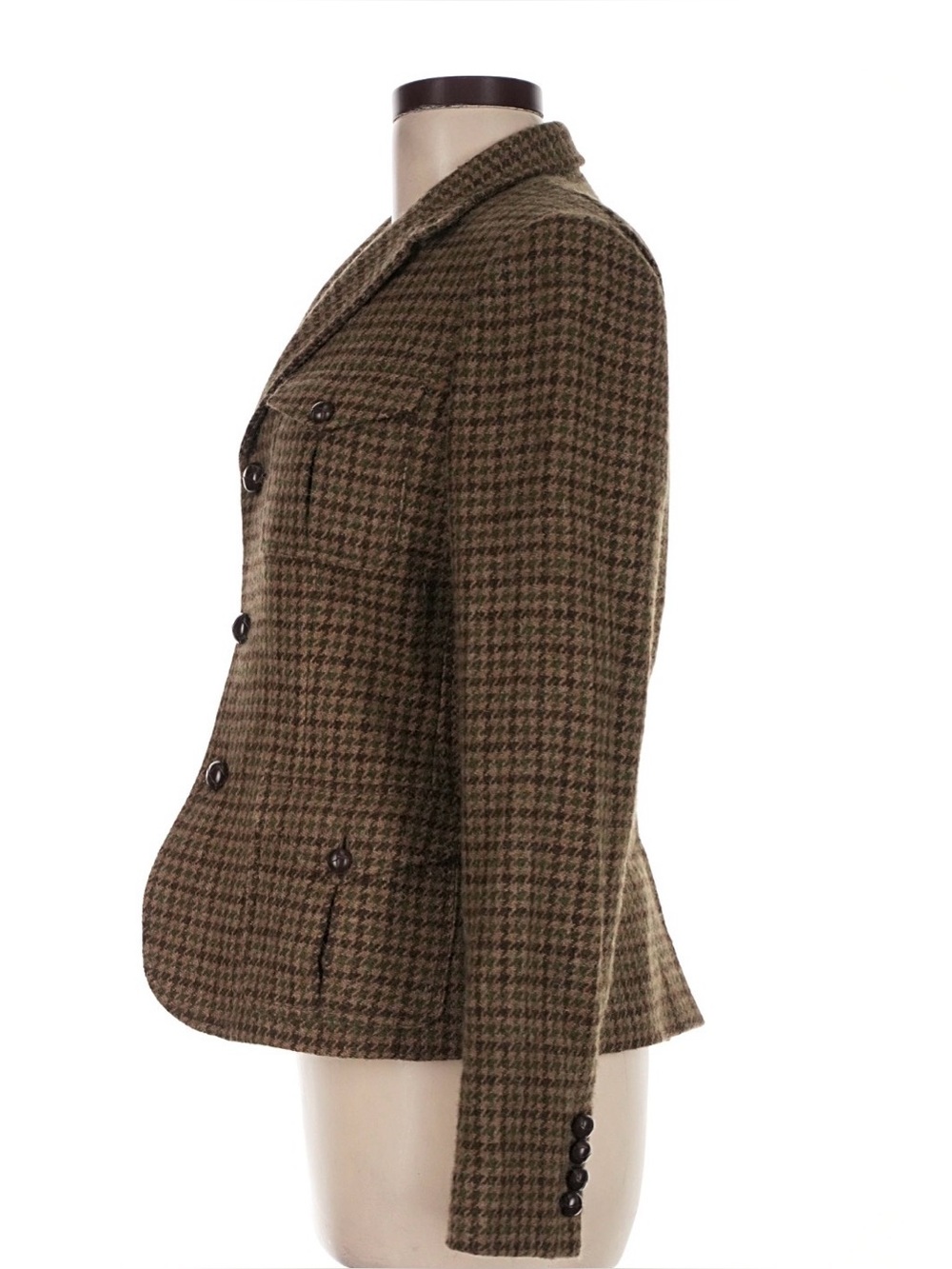 Vintage Ralph Lauren Equestrian Riding Jacket Blazer Herringbone Wool Leather 8 - Picture 7 of 7